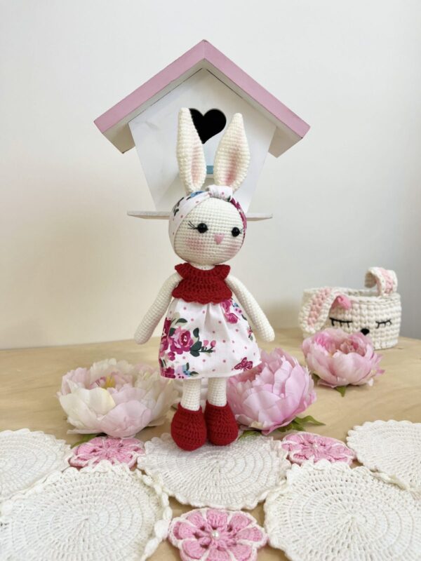 5152-عروسک خرگوش نازدونه آلبالویی